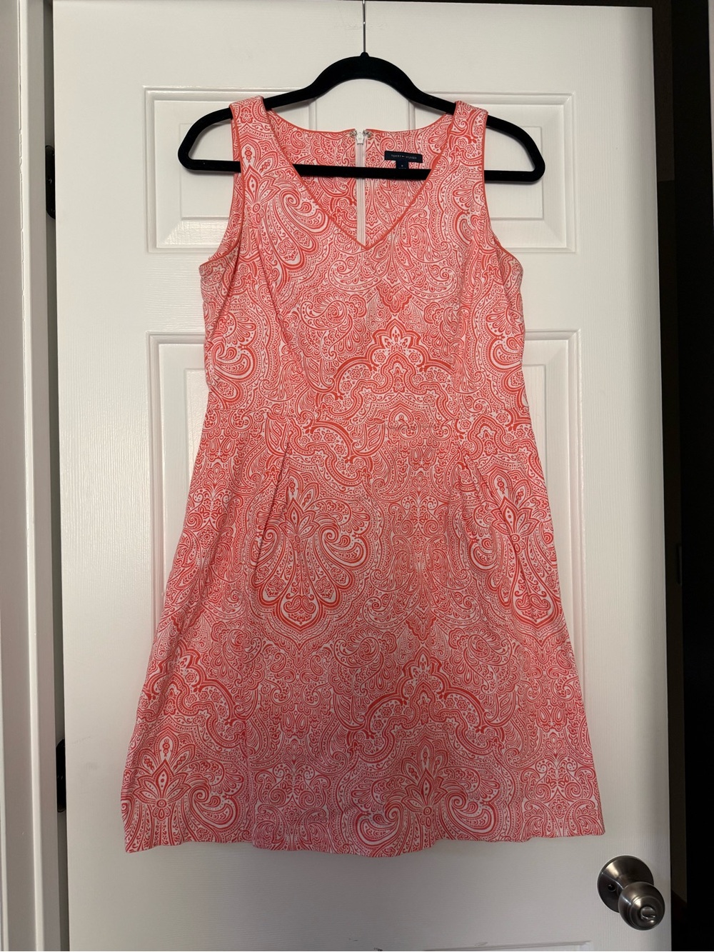 Tommy Hilfiger Coral Pink Paisley Sleeveless A-Line Dress Sz 8 Homecoming